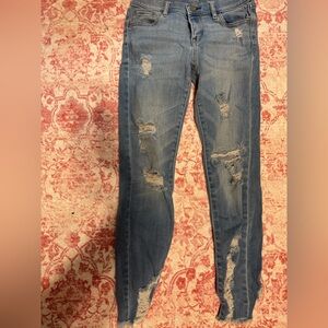 New York & Company Blue Distressed Skinny Jeans